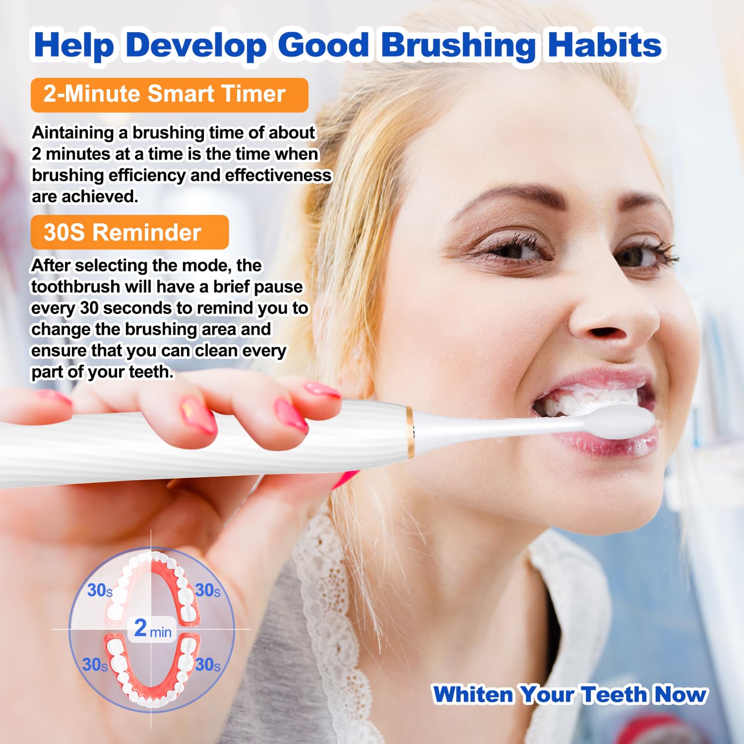 FXQQZZ Electric Toothbrush for Adults and Kids, with Tongue Scraper and Travel Case, 8 Brush Head, Smart Timer & 4 Modes Rechargeable Toothbrush, 42000 VPM Deep Clean, One Charge Last 90 Days - Black