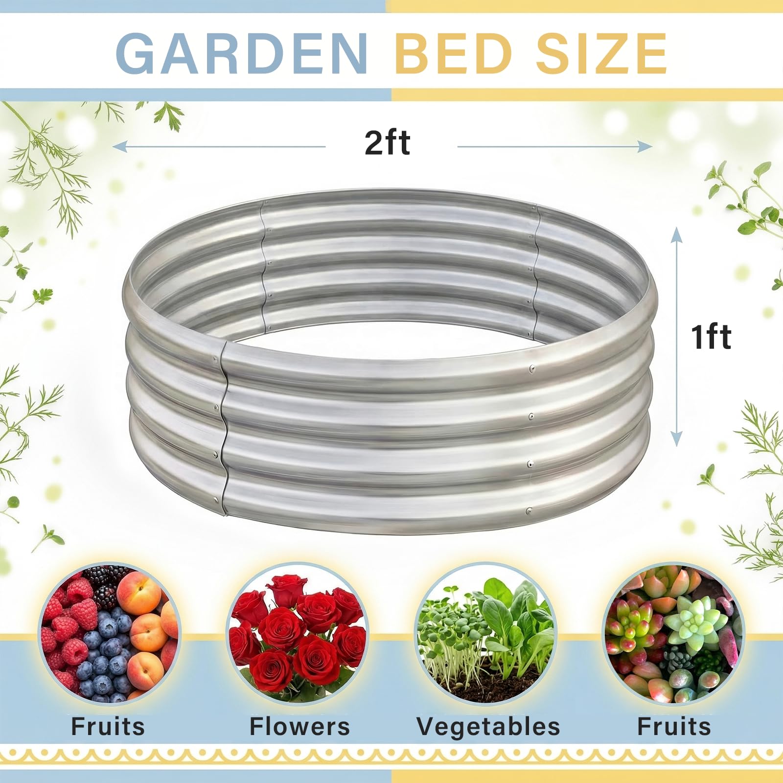 Land Guard Galvanized Raised Garden Bed Kit, Galvanized Planter Raised Garden Boxes Outdoor, Round Large Metal Raised Garden Beds for Vegetables ……