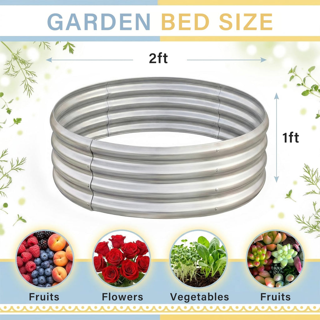 Land Guard Galvanized Raised Garden Bed Kit, Galvanized Planter Raised Garden Boxes Outdoor, Round Large Metal Raised Garden Beds for Vegetables ……