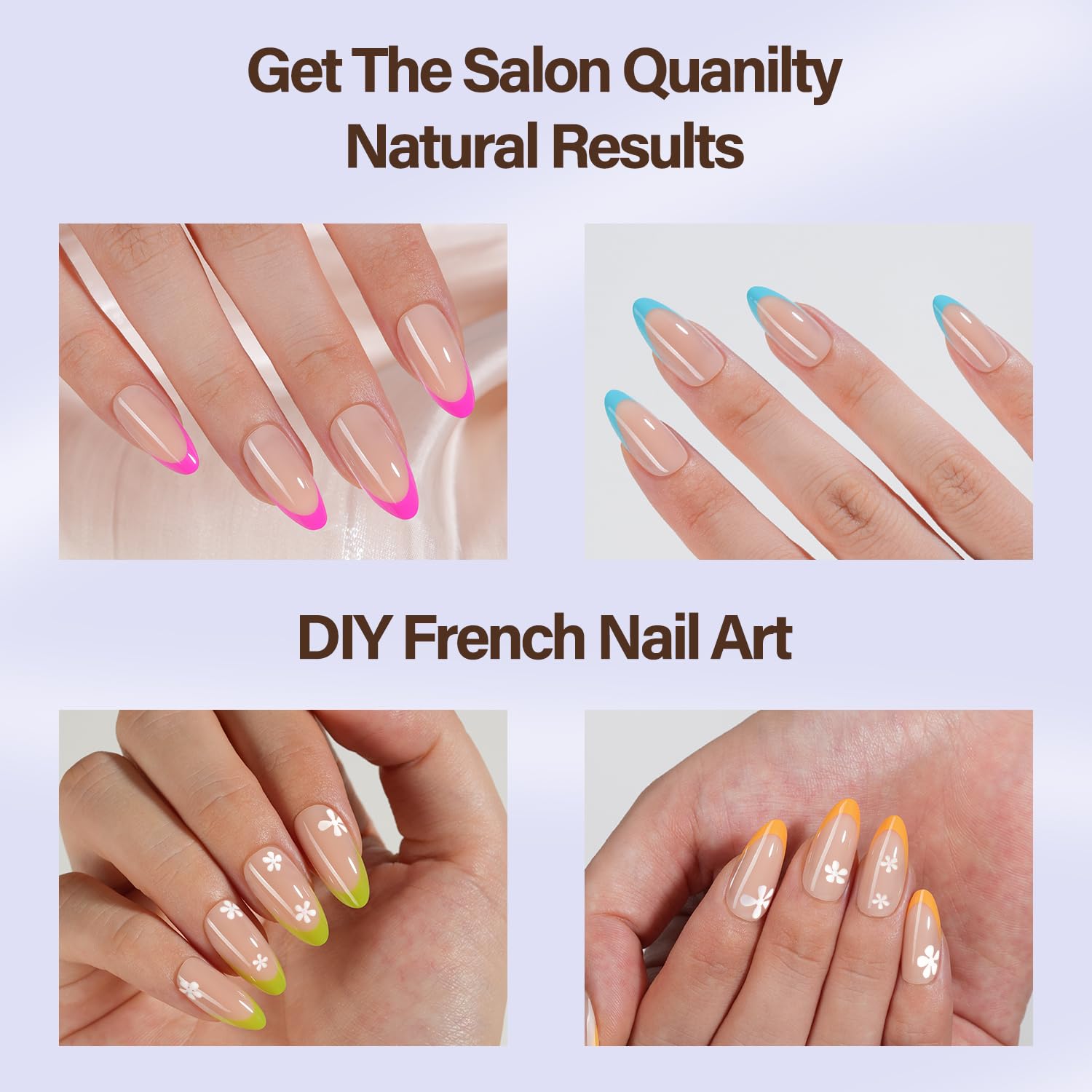 Misssix XBASICTIPS French Tip Press On Nails, 300Pcs French Gel Nail Tips Long Square, Soft Gel Pre-shaped No Need to File 3 in 1 Tips, Fake Nails for Nail Art DIY Extension Designs 15 Sizes