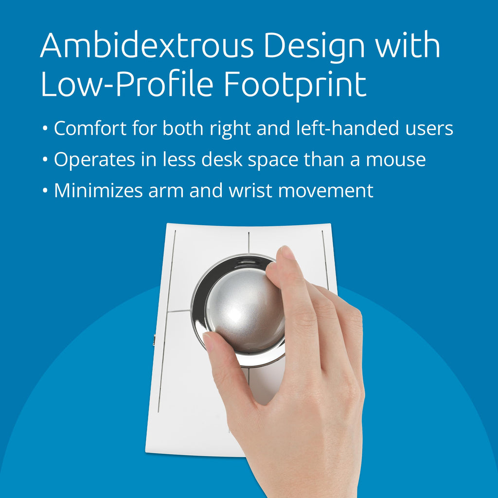 Kensington SlimBlade™ Pro Wireless Trackball, Rechargeable Battery, Bluetooth 2.4GHz Connection Options Black/Gray (K72085WW)