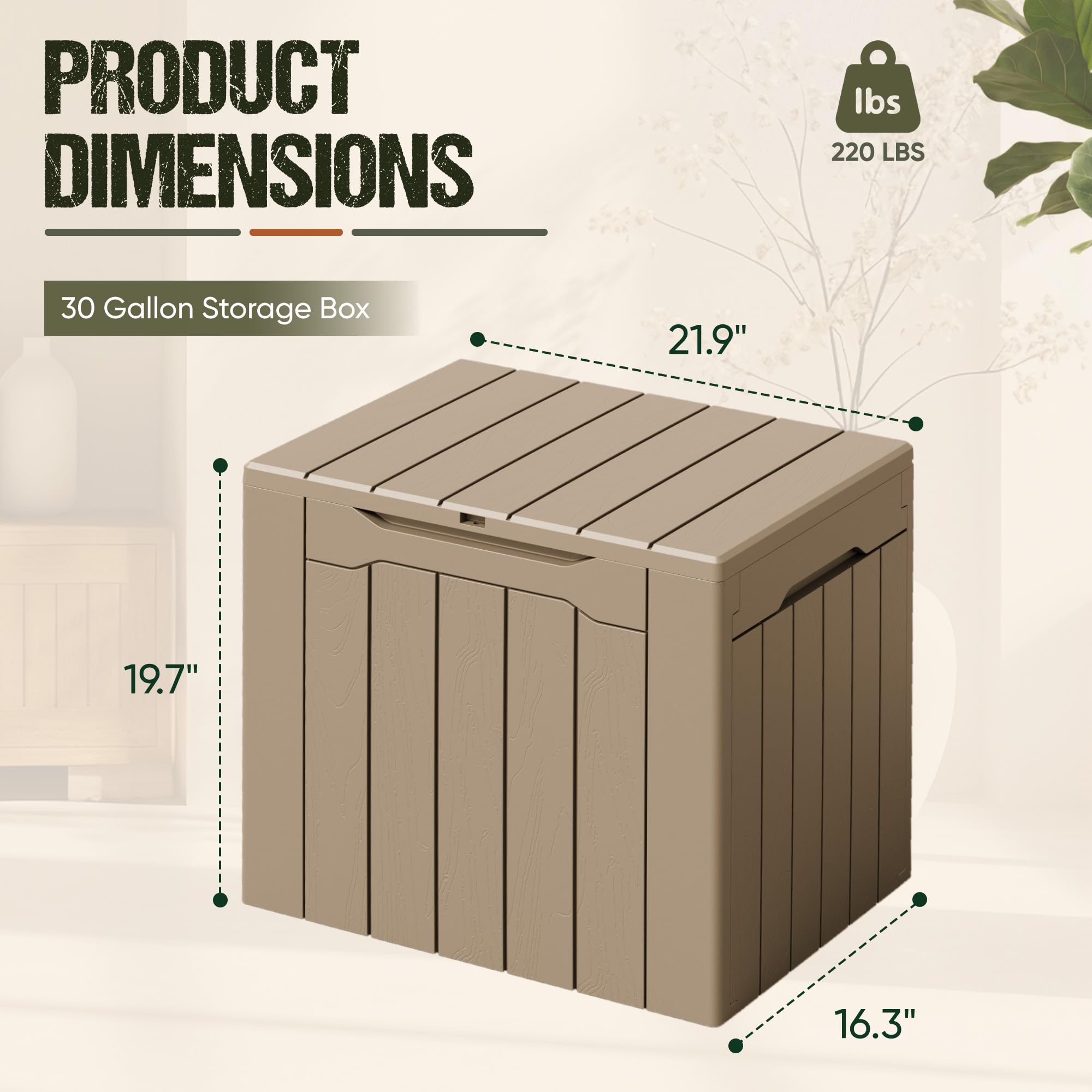 Flamaker Deck Box 30 Gallon, Waterproof Resin Small Storage Box with Lid, Outdoor Patio Furniture Cushion Garden Tool Organizer, Lockable Package Delivery Box for Porch Balcony (Black)