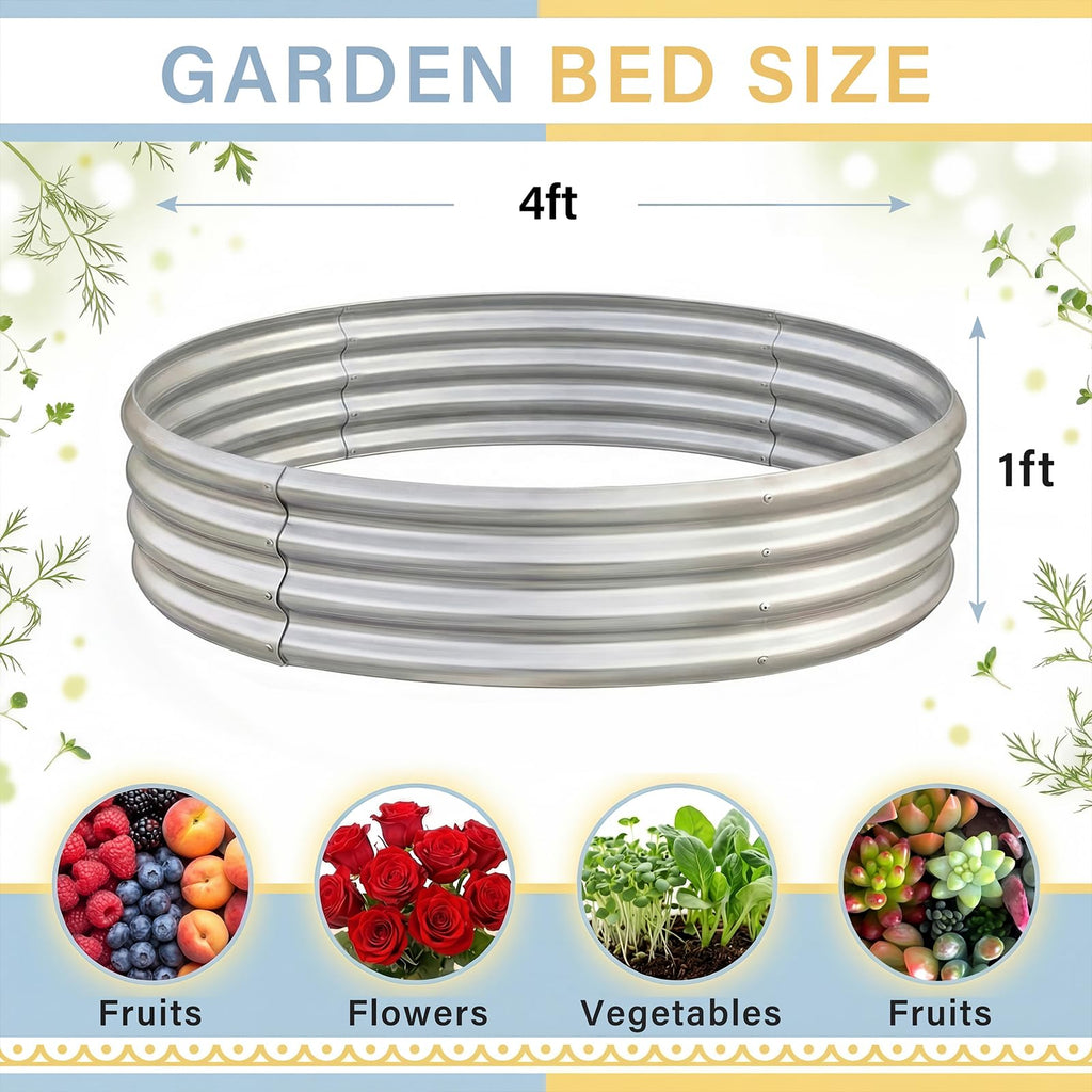 Land Guard Galvanized Raised Garden Bed Kit, Galvanized Planter Raised Garden Boxes Outdoor, Round Large Metal Raised Garden Beds for Vegetables ……