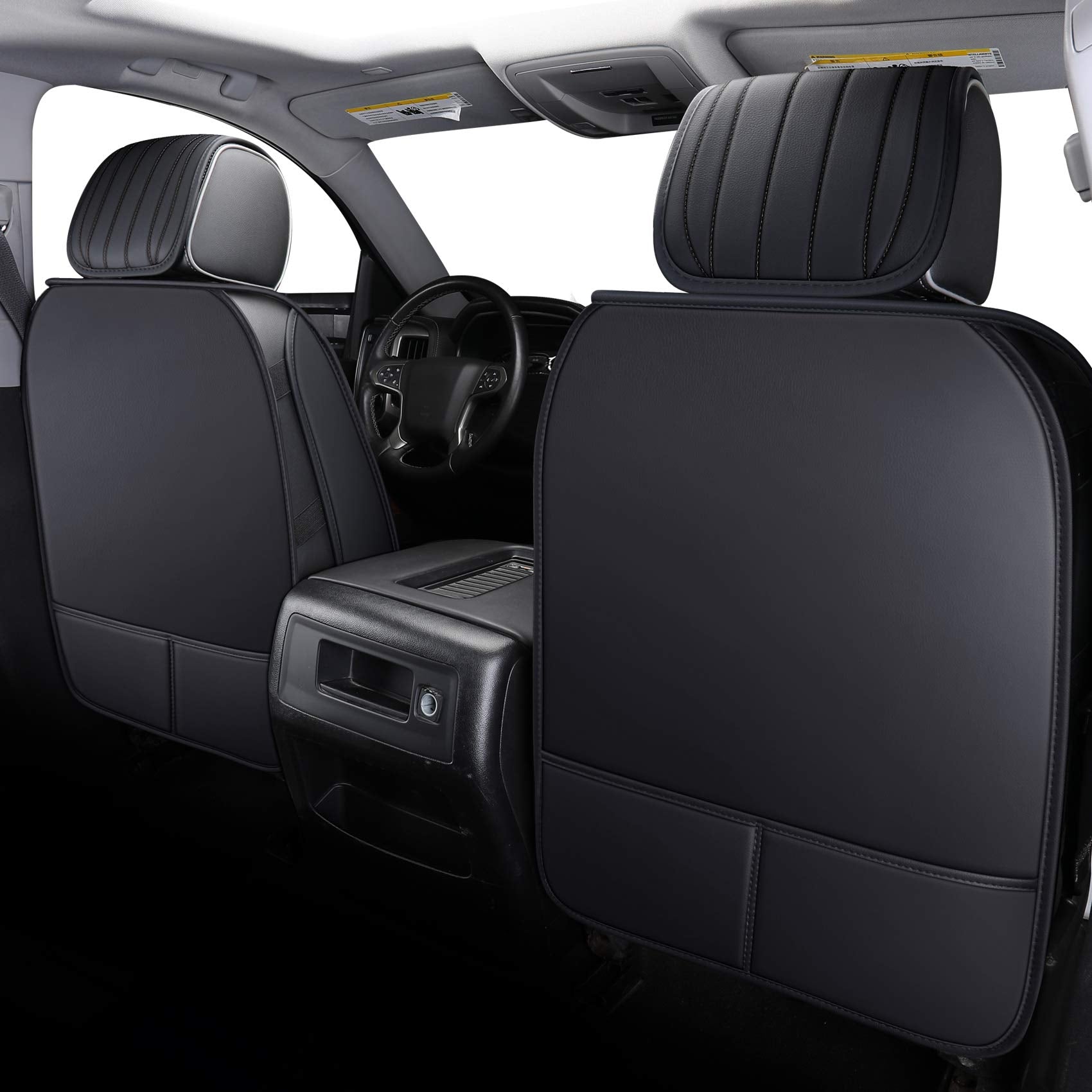 Aierxuan 2Pcs Front Chevy Silverado GMC Sierra Car Seat Covers, Custom Fit 2007-2026 1500 2500 HD 3500 HD Crew, Double, Extended Cab or Pickup Truck, with Waterproof Faux Leather (Black)