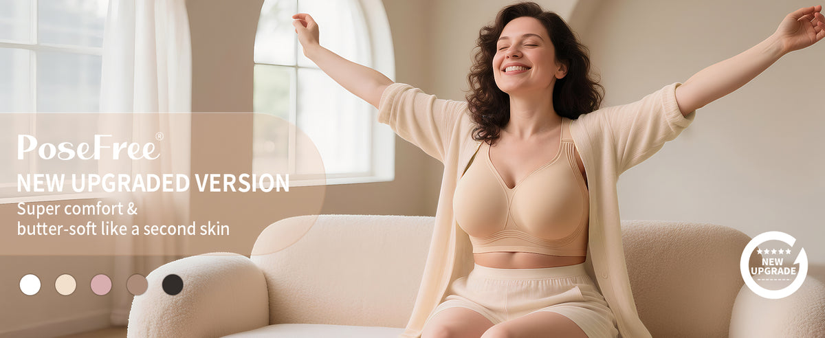 PoseFree Jelly Bra for Women Seamless Wireless Supportive Bra Push Up Comfort Soft Full Coverage Bra