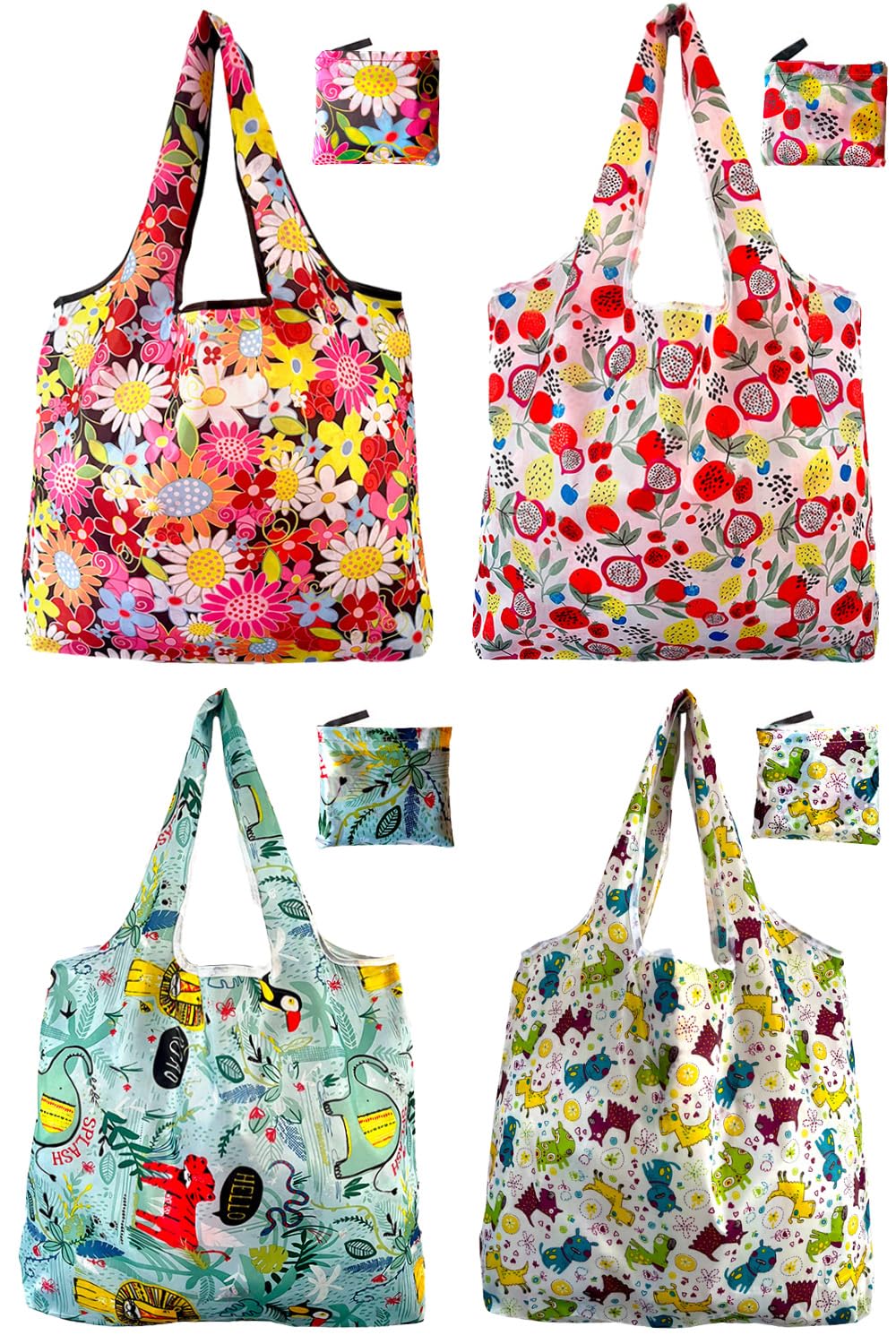 Bolsas de compras reutilizables para comestibles, paquete de 4 de 50 libras bolsas plegables grandes y lavables para mercado, compactas para un fácil almacenamiento, bolsas de tela ligeras y