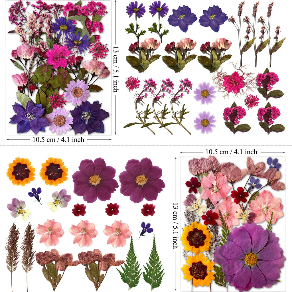 MIKIYA 98Pcs Pressed Dried Flowers for Resin Molds, Real Natural Bulk Big Dry Floral Leave for DIY Art Crafts, Epoxy Jewelry, Candle, Soap Making, Nails Decors