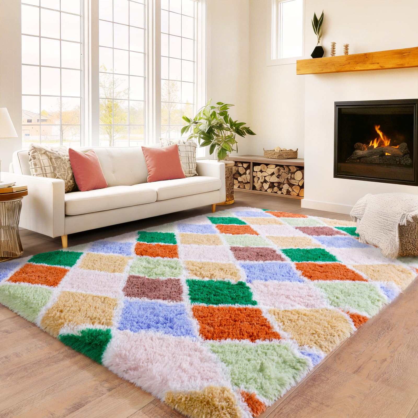 Awaytail Fluffy Rug Washable 2x3 Feet, Pure Black Desk Chair Rug Non-Slip, Super Soft Kids Rug for Boys Nursery Dorm Decor