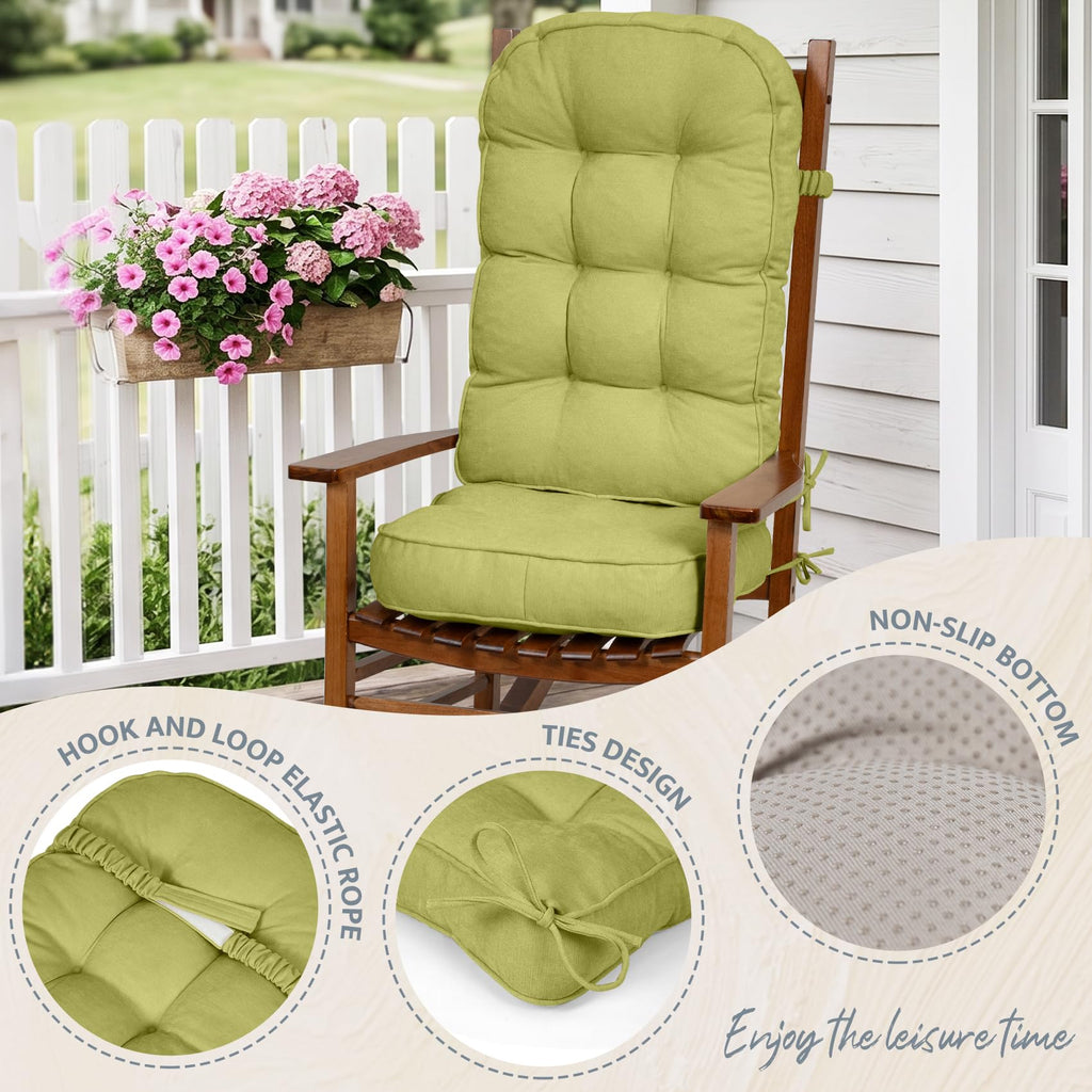 mudilun Rocking Chair Cushion - Non-Slip Tufted 4-Inch Thickened Rocking Chair Cushions with Ties Indoor/Outdoor Wooden Rocking Chair Pad for Living Rooms, Bedrooms, and Balconies