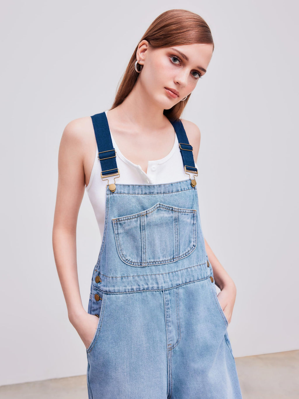 CIDER Overalls for Women Leopard Pocket Buckle Up Wide Leg Jumpsuit