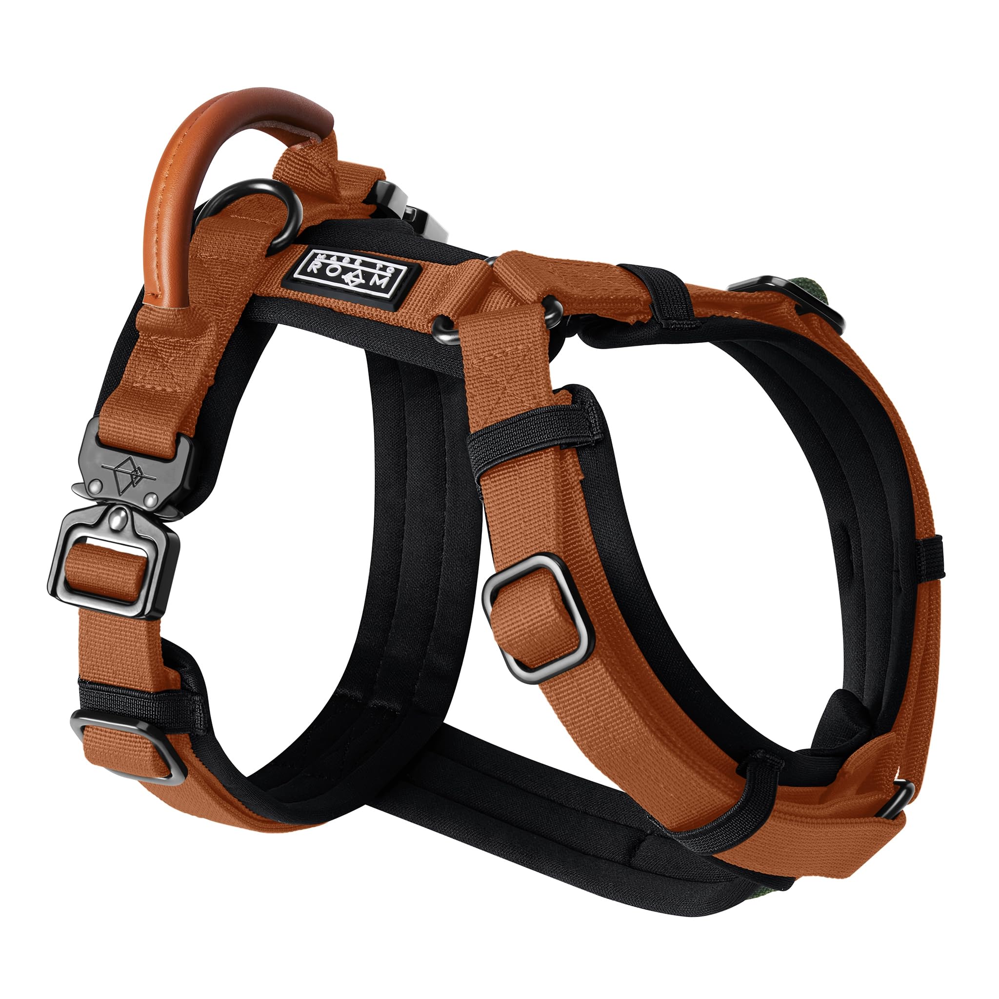 MADE TO ROAM Premium Explorer Harness - Y-Shaped Dog Harness with Adjustable Durable Nylon, Soft Padding, Metal Buckles and Leather Handle for Small, Medium, Large Dogs (Alaska Daybreak, Size 1)