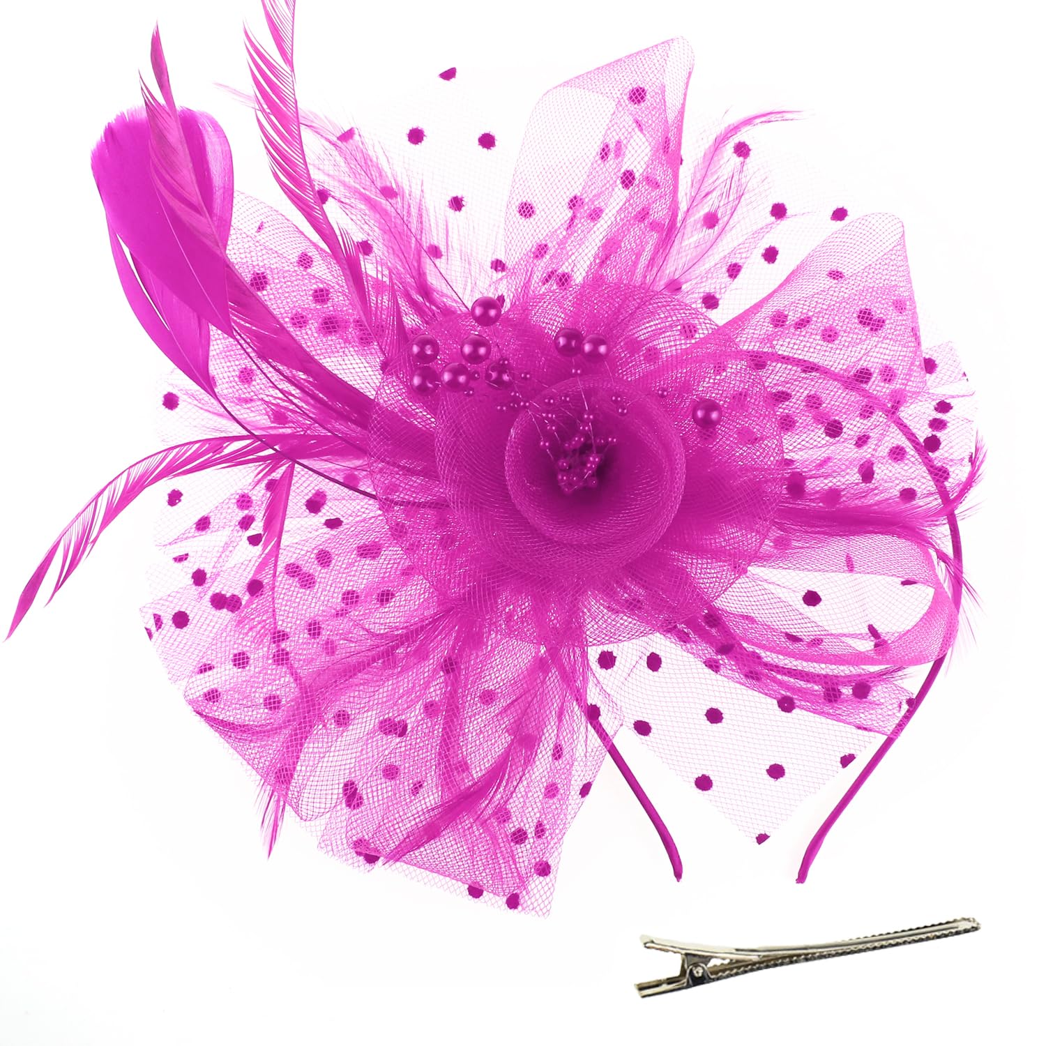 AQOKKA Women Fascinators Hats Flower Fascinators with Headband and Clip Tea Party Headwear for Women and Girls