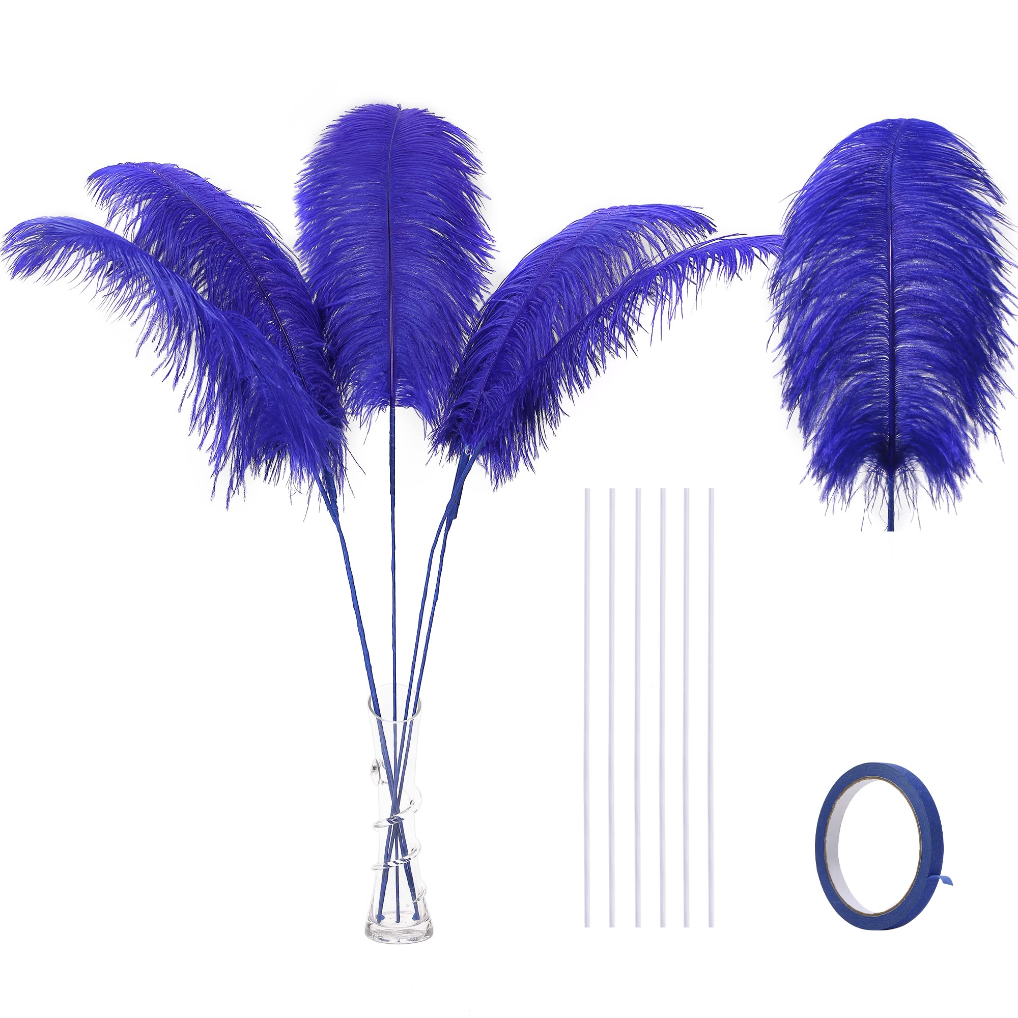 Ballinger Black Ostrich Feathers Bulk - Making Kit 12Pcs 16-18inch Large Ostrich Feathers for Floral Arrangement, Vase, Wedding Party Centerpieces and Halloween Home Decor