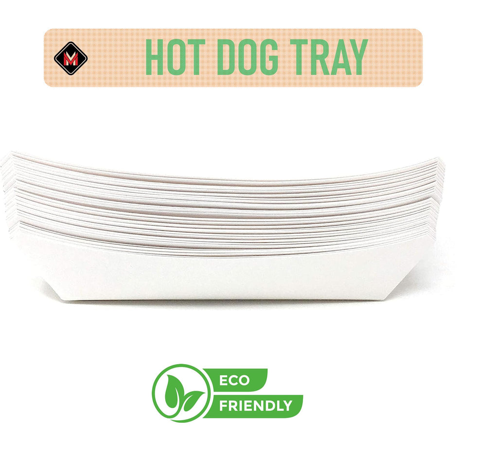 Mr Miracle 7 Inch Paper Hot Dog Tray in Kraft Paper. Pack of 25. Disposable, Recyclable and Fully Biodegradable. Made in USA