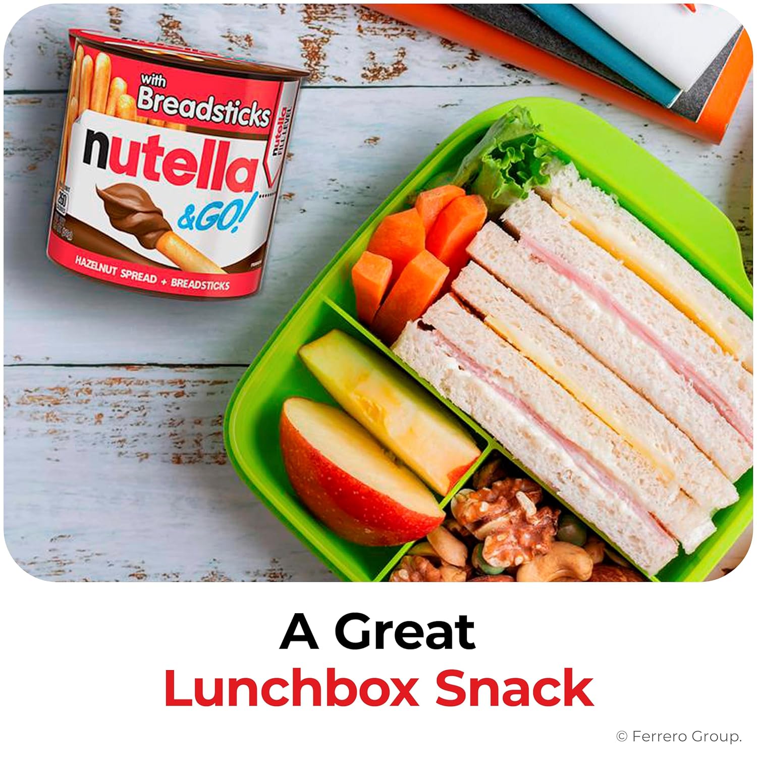 Nutella & GO! Chocolate Hazelnut Spread with Cocoa + Breadsticks, 24 Bulk Snack Packs, 1.8 oz Each