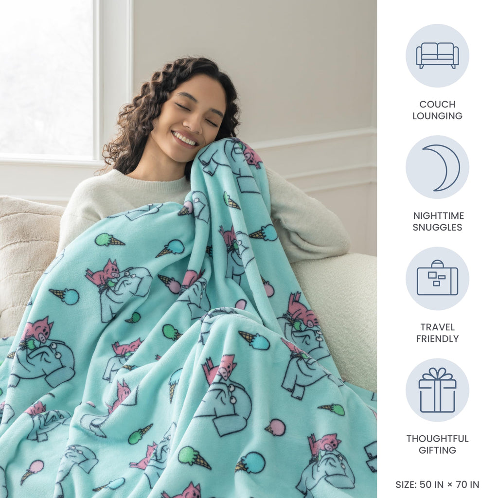 Berkshire Blanket VelvetLoft® Luxury Soft Polyester Throw Blanket, Don’t Let The Pigeon Drive The Bus, 50 x 70in(Official Mo Willems® Product)