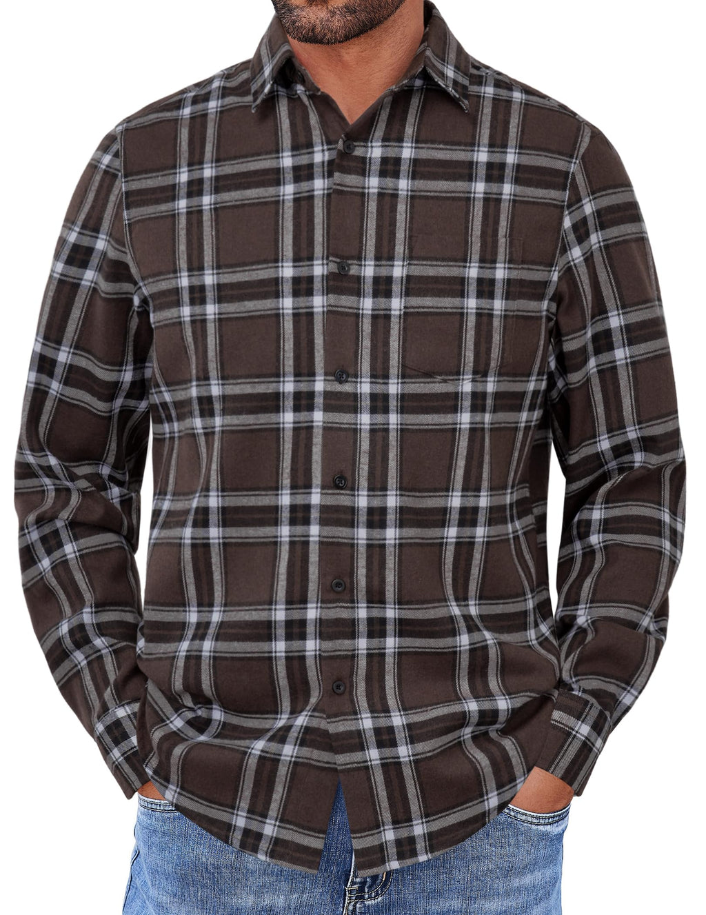 COOFANDY Mens Flannel Shirts Long Sleeve Button Down Shirt with Pocket Casual Shirts Work Shirts for Men