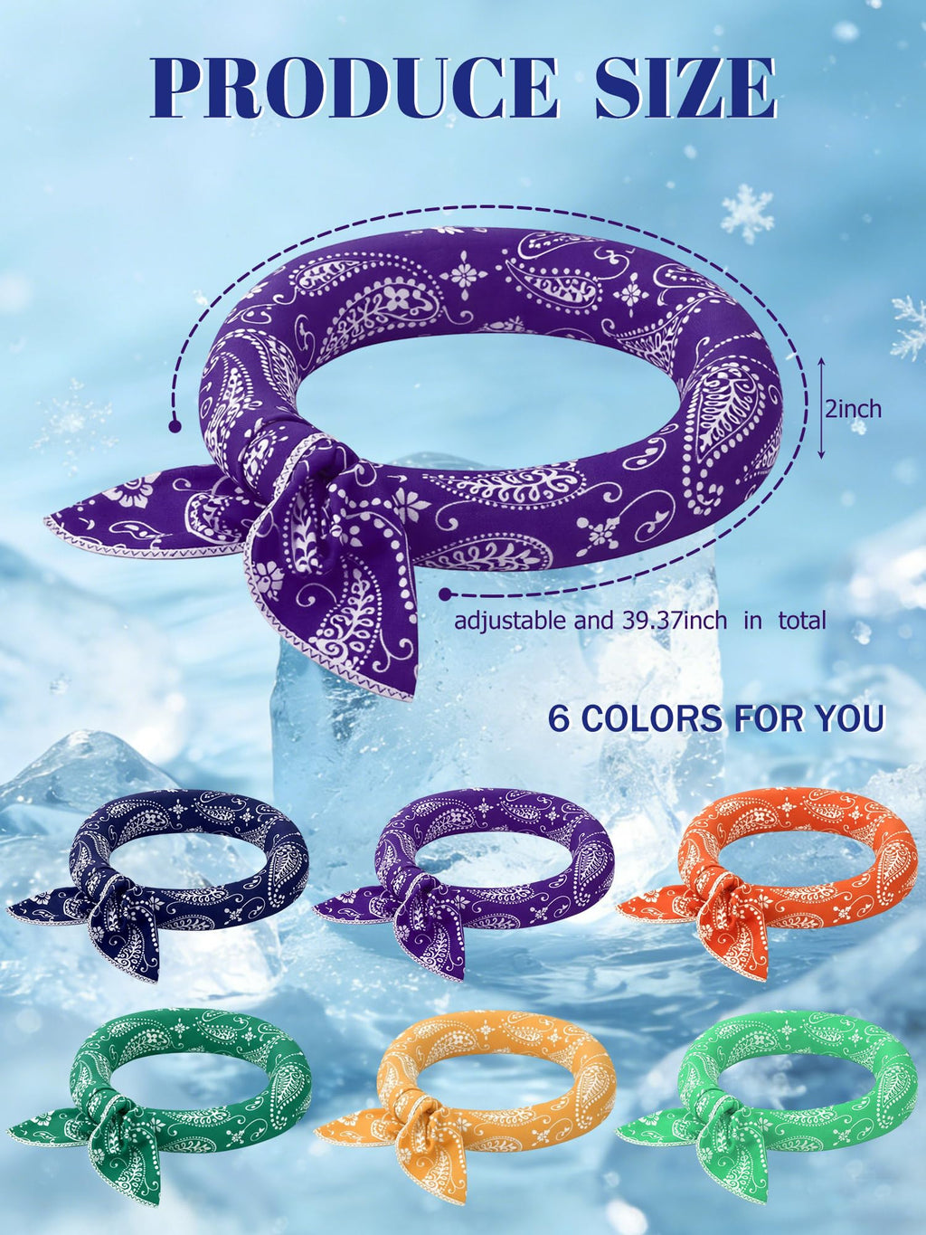 Coume 6 Pack Cooling Neck Wraps Neck Cooler Ice Bandanas Scarf for Hot Weather Summer Ultra Running Walking Riding Women Men