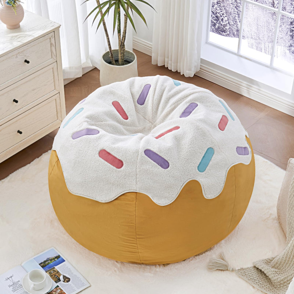 Sports Baseball Bean Bag Chair - Luxurious Bean Bag Chairs for Kids Teens Adults - Floor Sofa Couch with Filler - Plush BeanBag Furniture for Living Room Bedroom College Dorm - 32 Inch