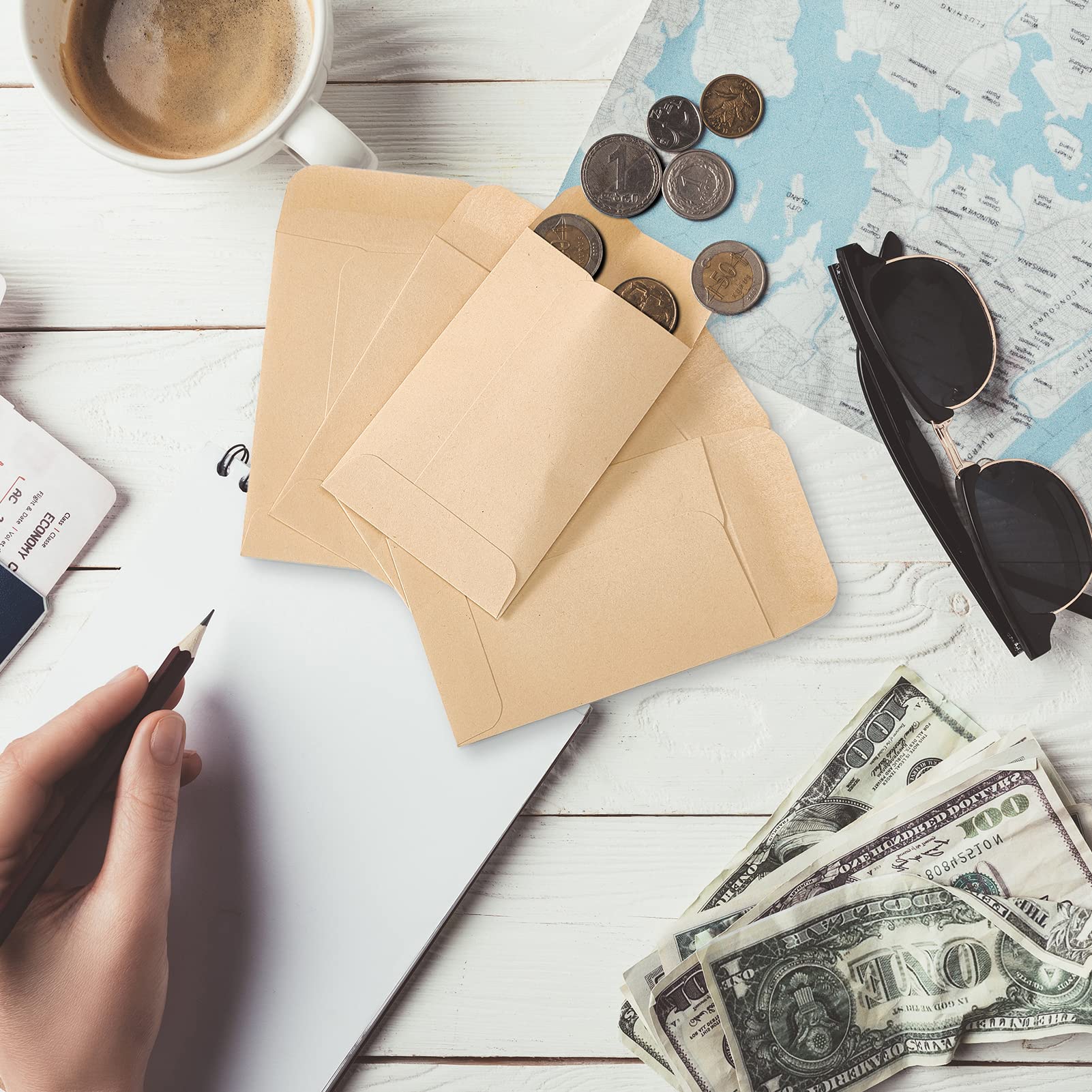 ACSTEP 500 Pack Coin and Small Parts Envelopes #1 Tip Envelope 2-1/4 X3-1/2 Mini Envelope with Gummed Flap for Home, Garden or Office Use(Black)