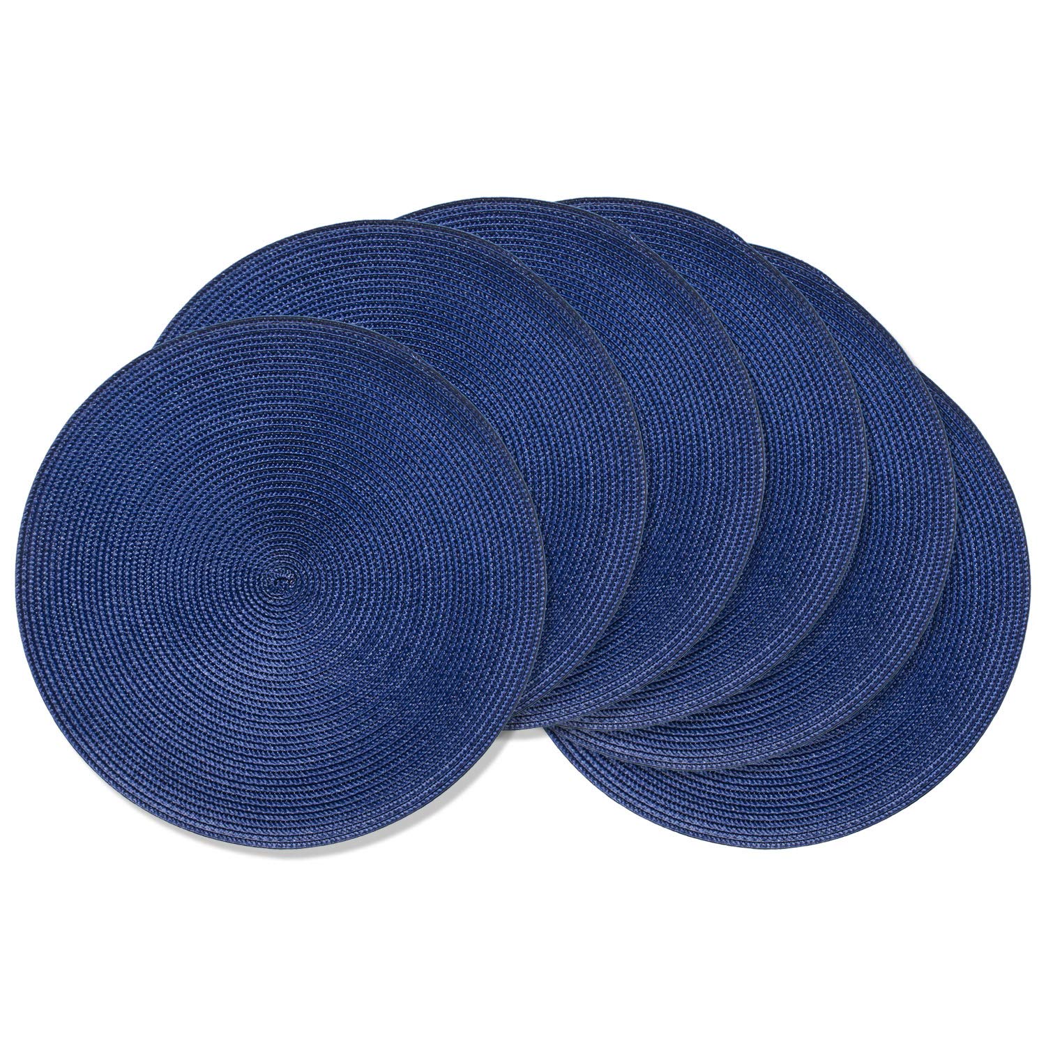 AHHFSMEI Round Placemats Set of 6 Heat Resistant Washable Non-Slip Woven Braided Table Mats for Dining Table Kitchen & Home Decor (Beige)