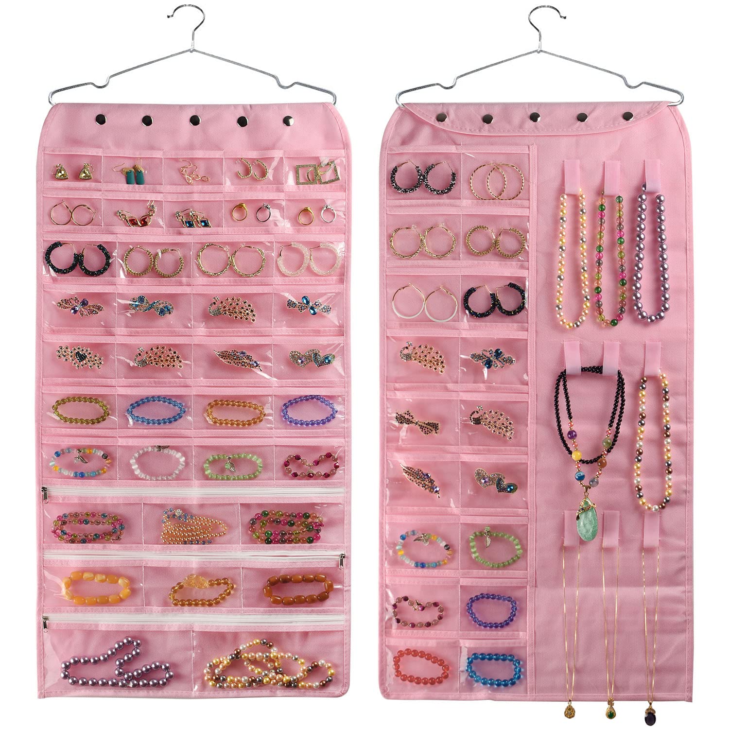 BB Brotrade Hanging Jewelry Organizer,Accessories Organizer,80 Pocket Organizer for Holding Jewelries（Beige）
