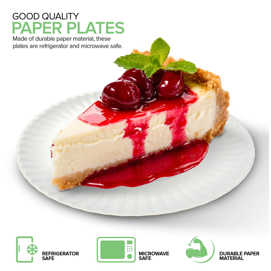 6-Inch Paper Plates Uncoated, Everyday Disposable Dessert Plates 6" Paper Plate Bulk, White, 300 Count, Stock Your Home