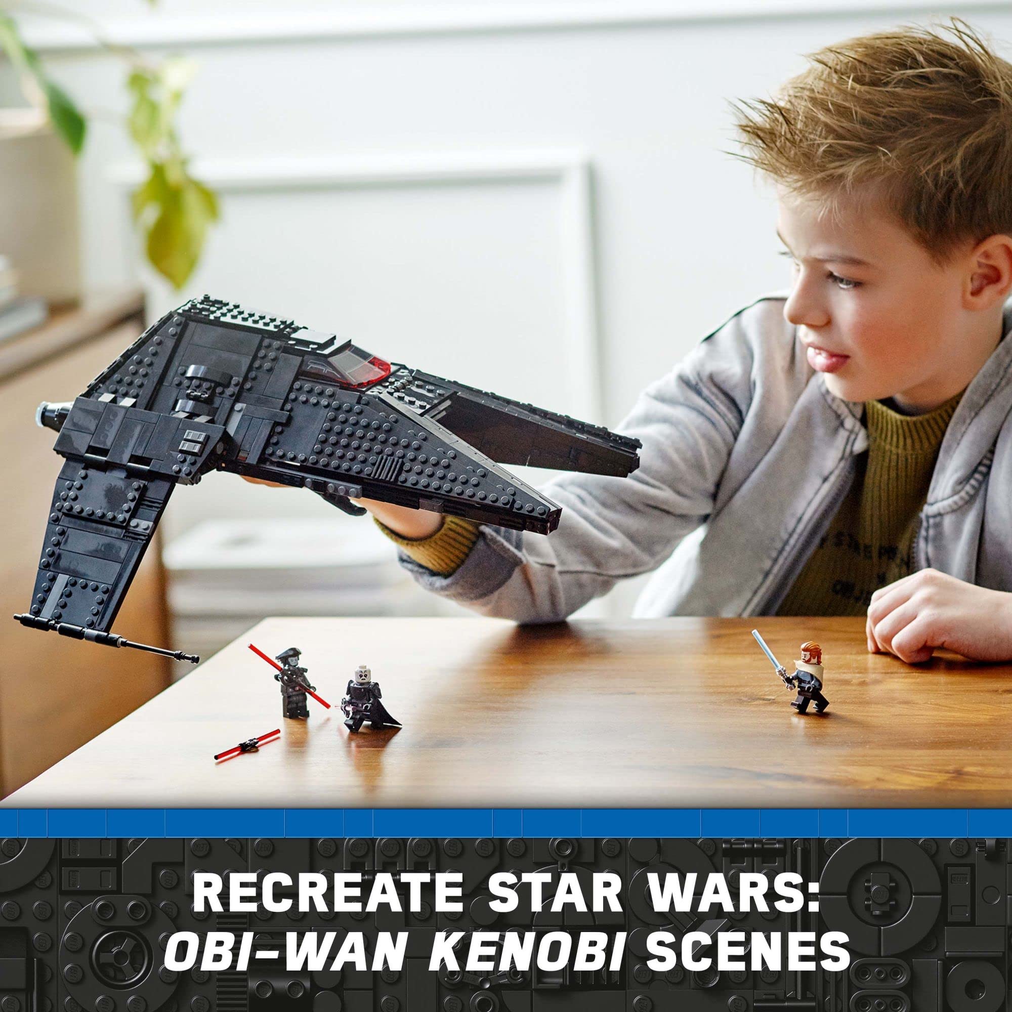 LEGO Star Wars Inquisitor Transport Scythe 75336 Buildable Toy Starship, OBI-Wan Kenobi Set, Ben Kenobi Minifigure with Blue and Double-Bladed Red Lightsabers