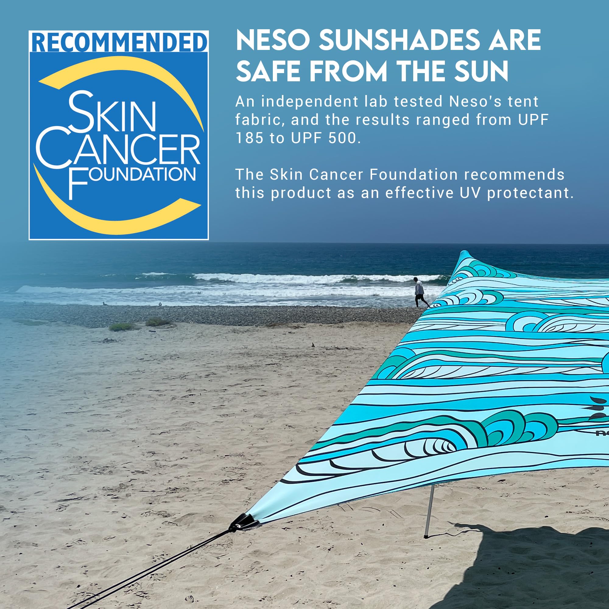 Neso Gigante Portable Beach Tent Sun Shelter - Lightweight Beach Shade Canopy - Easy Setup for Family Outings - Patented Reinforced Corners - UPF 50+ - 8ft Tall, 11 x 11ft - Save The Whales
