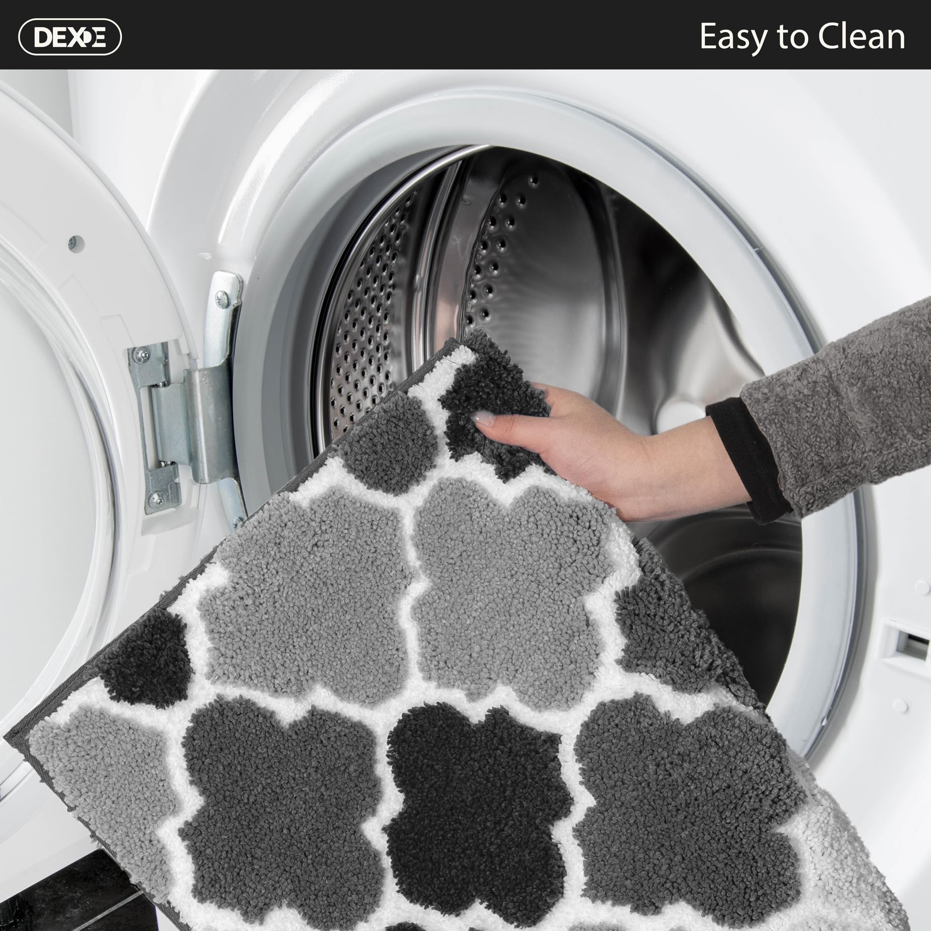 DEXDE Bathroom Rugs Runner 24x47 Long Bath Rug Non Slip Soft Washable Large Bath Mats for Bathroom Bedroom Hallway Kitchen Floor Carpet Modern Boho Decor, Beige