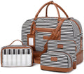 Wogarl 4PCS Weekender Bags for Women Large Overnight Weekend Travel Duffel Carry on Shoulder with Shoe Compartment Canvas Toiletry Bag for Travel Business Gym