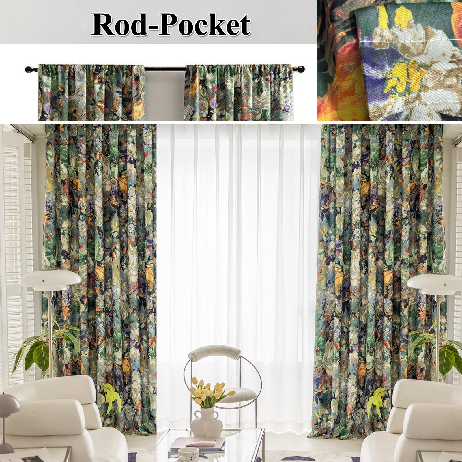 SUOUO Brown Floral Blackout Curtains for Bedroom Patterned Leaf 84 inches Long Room Darkening Window Drapes for Living Room 2 Panels