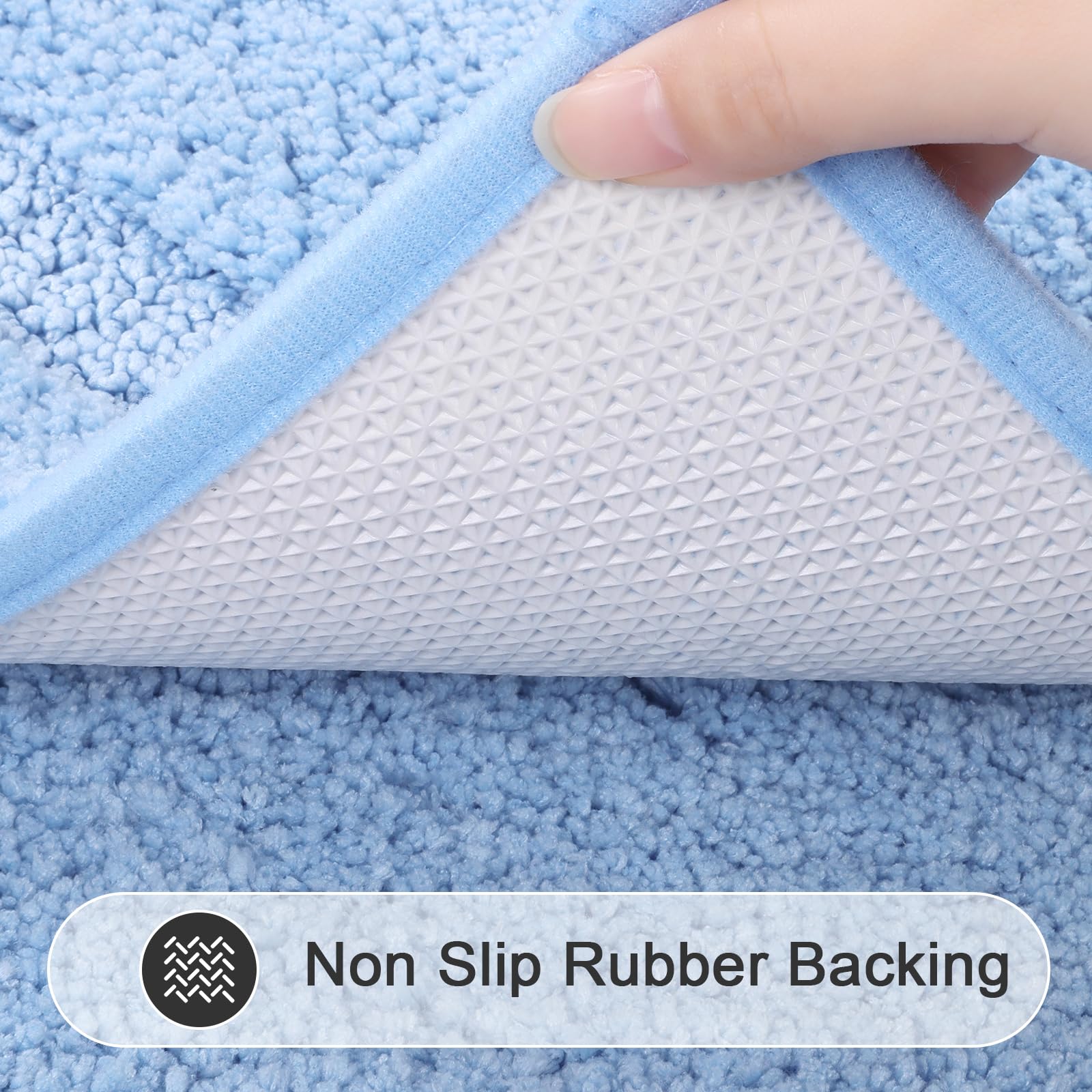 SHACOS Black Bathroom Rugs Sets 3 Piece, 16"x24" + 20"x32" Non Slip Bath Mat and 20"x24" Toilet Rugs U Shaped Washable, Soft Fluffy Water Absorbent Bath Rugs for Bathroom