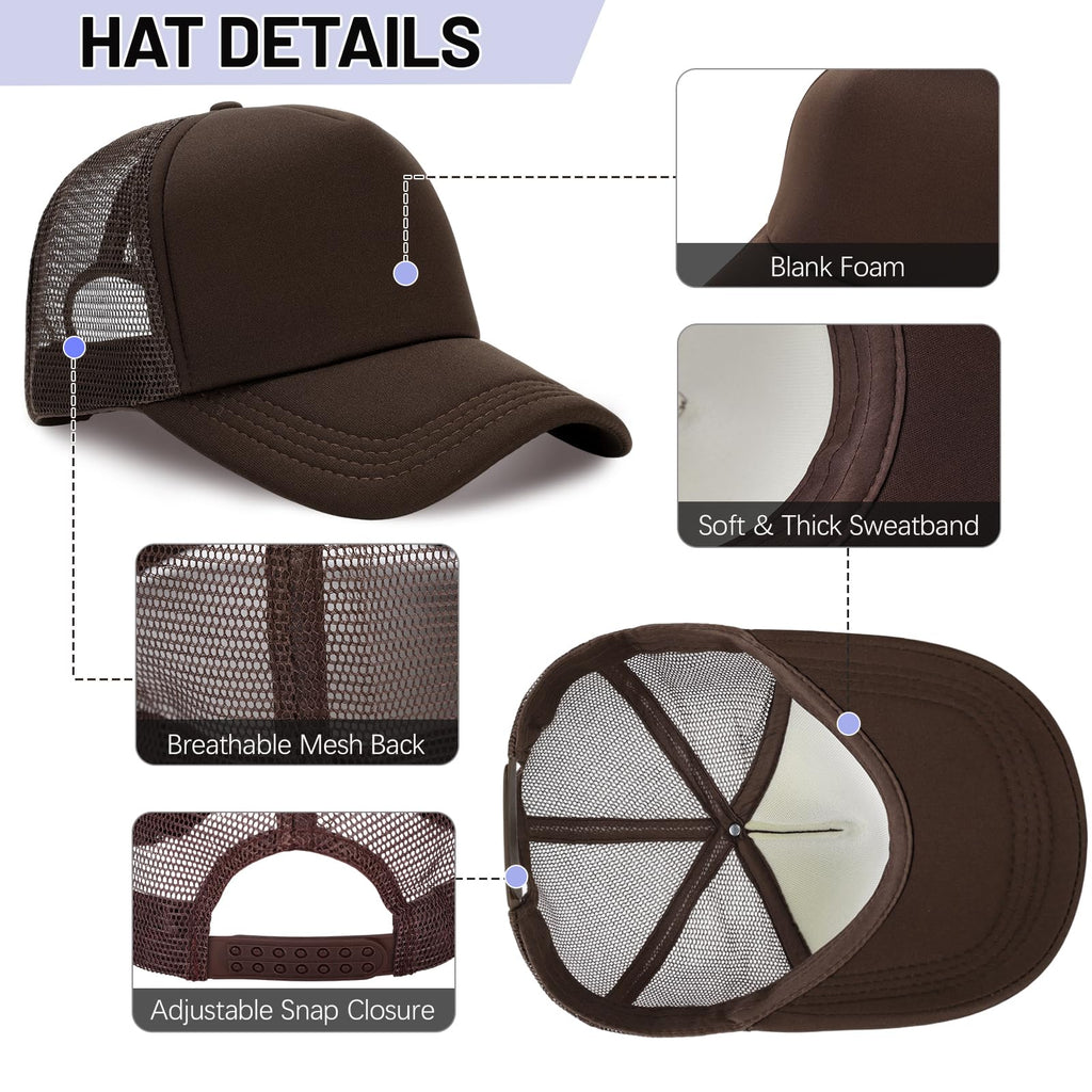 Ultrafun 10 Pack Trucker Hat Mesh Sublimation Blank Hats Adjustable Baseball Caps Hats for Men Women