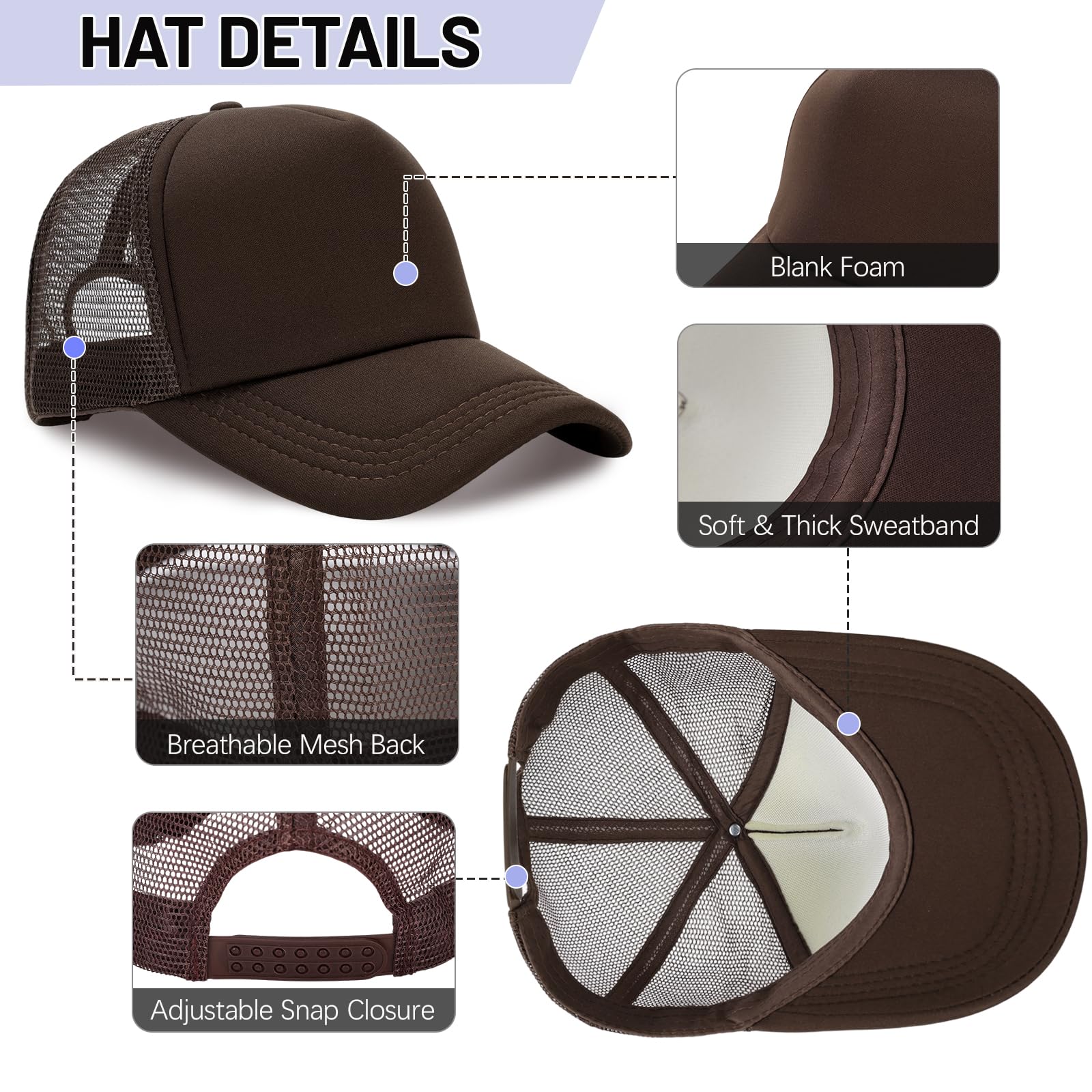 Ultrafun 10 Pack Trucker Hat Mesh Sublimation Blank Hats Adjustable Baseball Caps Hats for Men Women