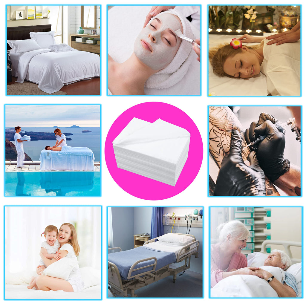 Disposable Bed Sheets 100 Pcs 31" x 71" Massage Table Sheets Non Woven Fabric SPA Bed Cover Breathable for Massage Beauty Tattoos（Black）