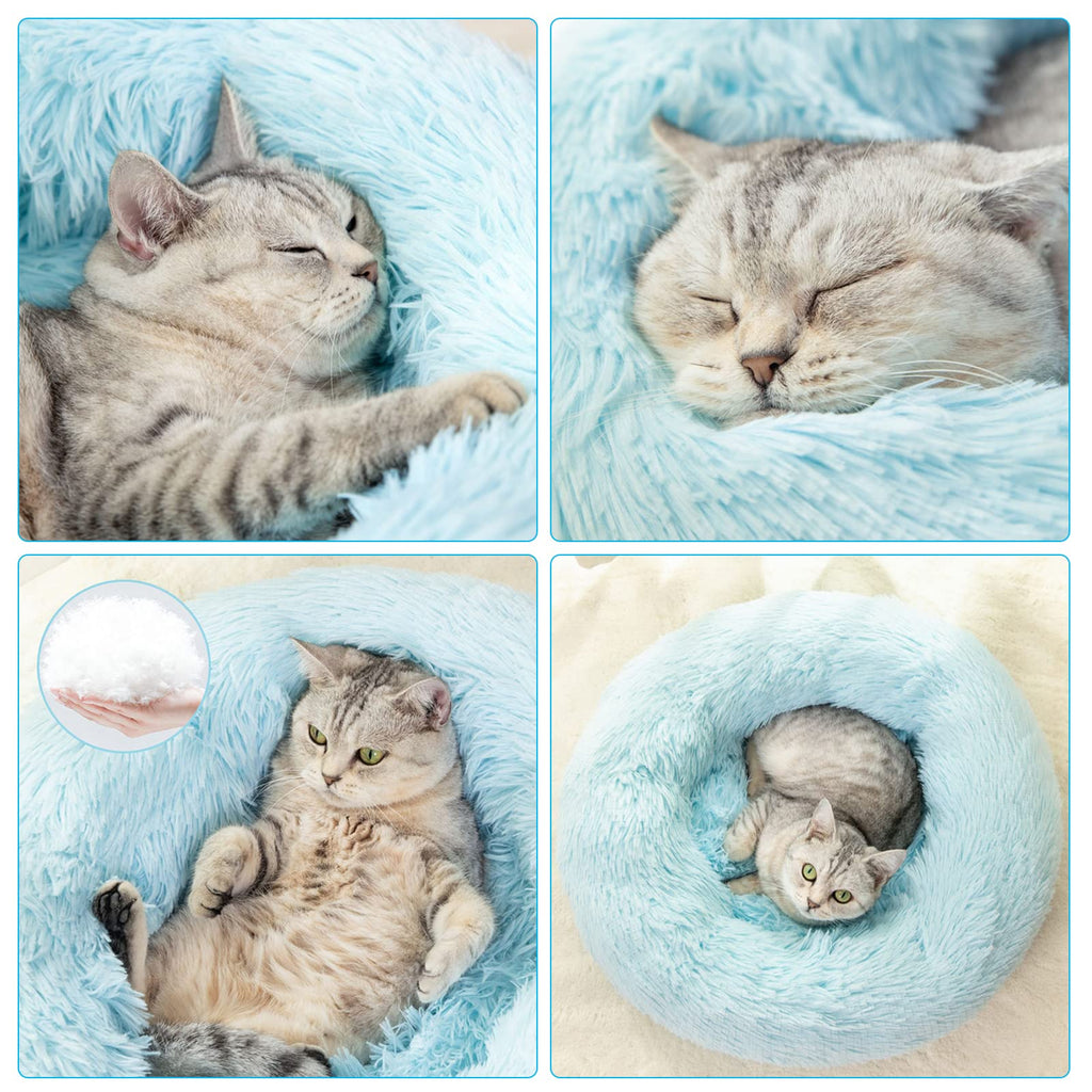 Nisrada Cat Beds for Indoor Cats,15.7 Inch Small Cats Beds, Washable-Round Pet Bed for Puppy and Kitten with Slip-Resistant Bottom