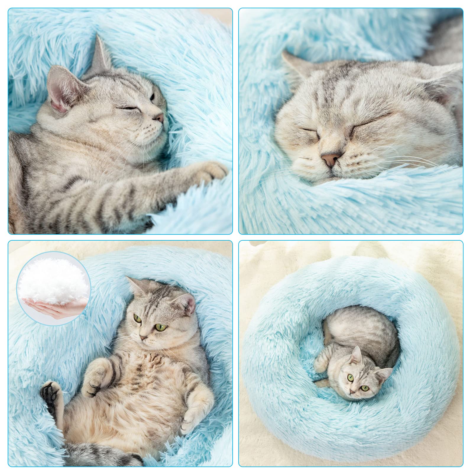 Nisrada Cat Beds for Indoor Cats,15.7 Inch Small Cats Beds, Washable-Round Pet Bed for Puppy and Kitten with Slip-Resistant Bottom