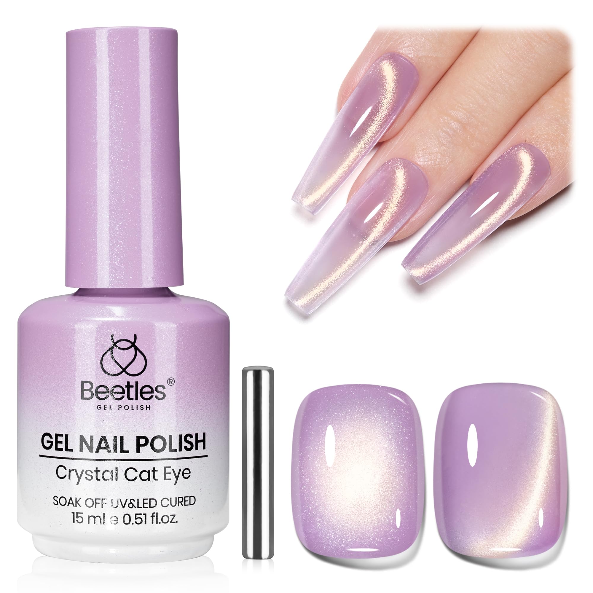 Beetles Star Cascade Silver Cat Eye Gel Nail Polish - 15ML Christmas Silver Glitter Cat Eye Gel Polish with Magnet Soak Off UV Velvet Nail Polish Salon DIY Manicure Winter Gift for Women