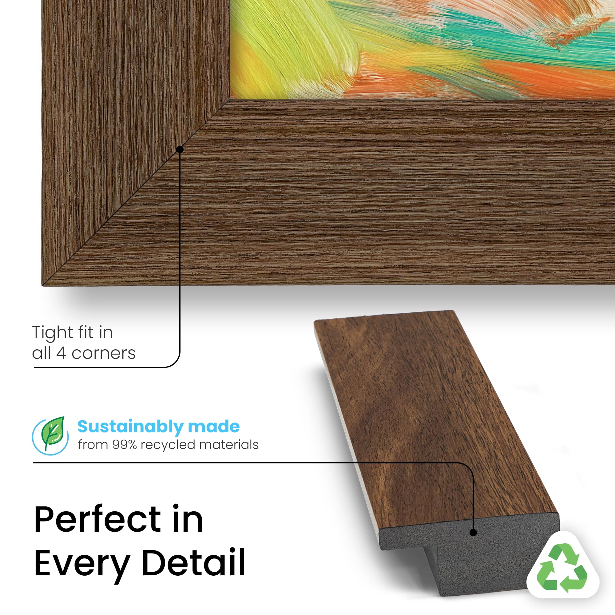 Museum Walnut 3" Color Chip Slim Deco TV Frame (32",43",50",55",65",75",85") Compatible ONLY with Samsung The Frame and Pro TVs (Fits 2021-2026, LS03A,LS03B,LS03C,LS03D,LS03FA,LS03FW)