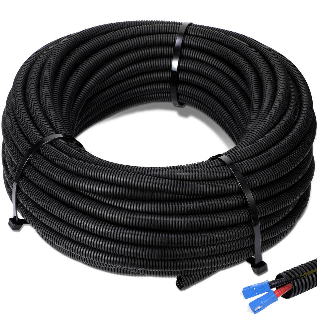 Sasylvia 1/2" x 300 ft Split Wire Loom Tubing Automotive Wire Loom Assortment Split Cable Sleeves Bulk Flexible Electrical Conduit Protective Kit