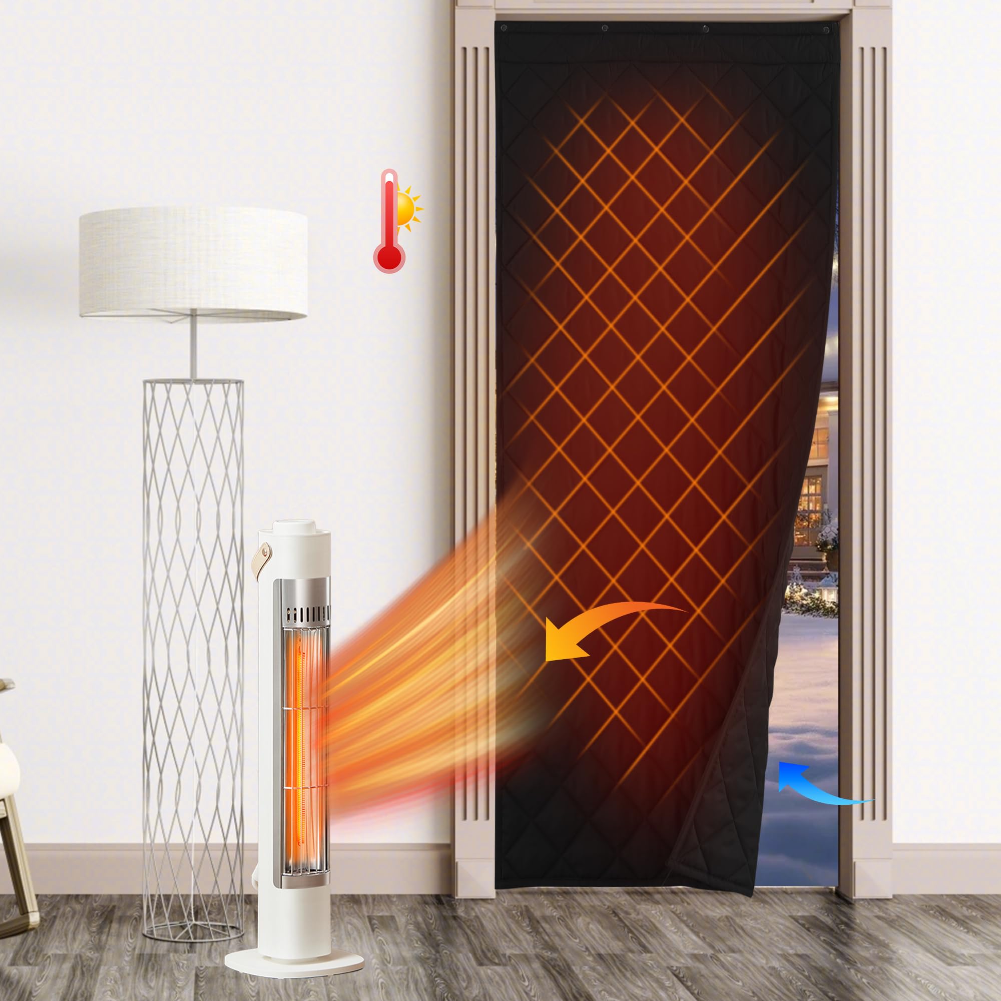 RYB HOME Summer Heat Blocking Thick Quilted Insulated Curtains, Thermal Insulated Curtains Room Divider for Energy Saving Window Treatment for Bedroom Living Room, W32 x L80, Black, 1 Panel