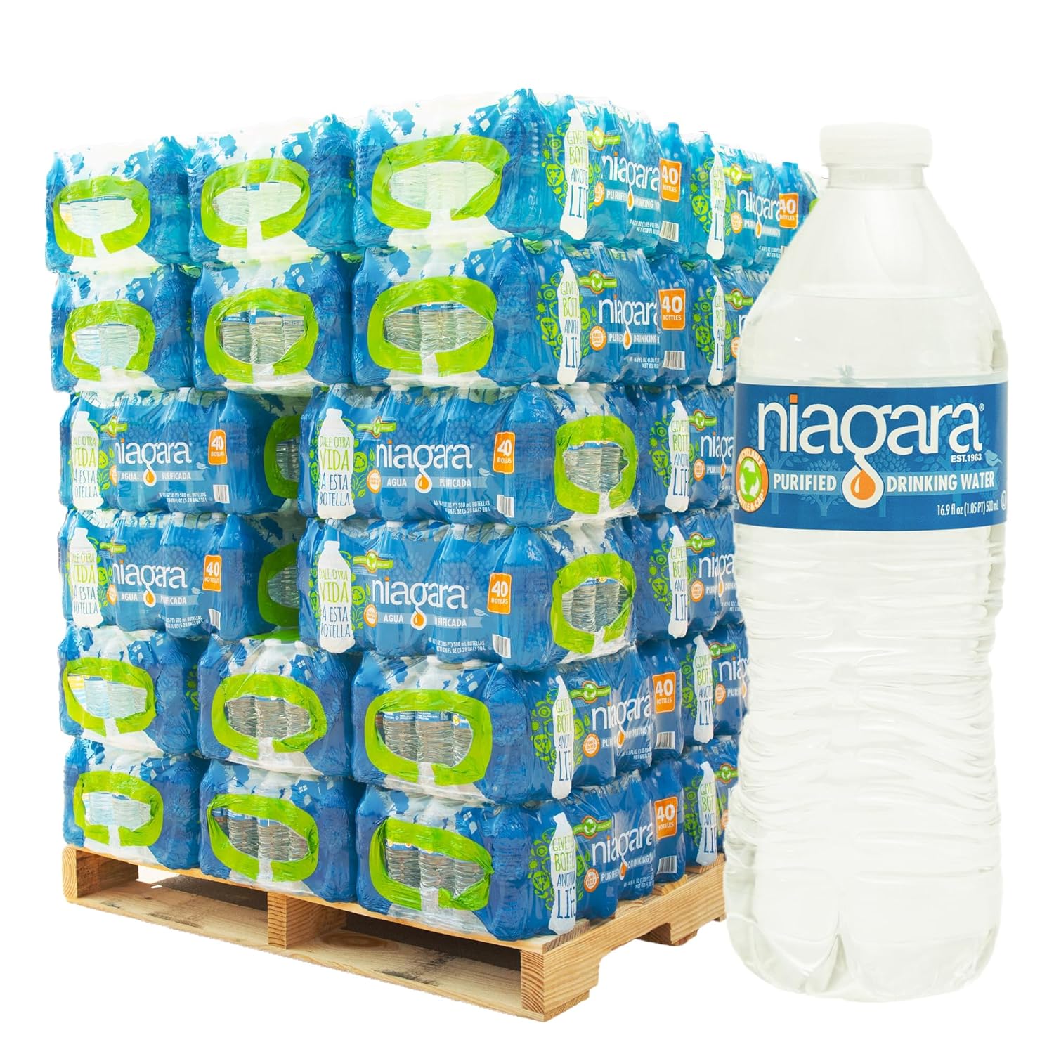 Niagara Bottled Water Full Pallet, 16.9 Oz, 48 Cases Wholesale