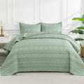 Andency Twin Quilt Set Grey, 2 Pieces Boho Lightweight Soft Striped Bedspread for All Season (68"x86"), Gray Printed Bohemian Polyester Reversible Coverlet Comoforter Sets