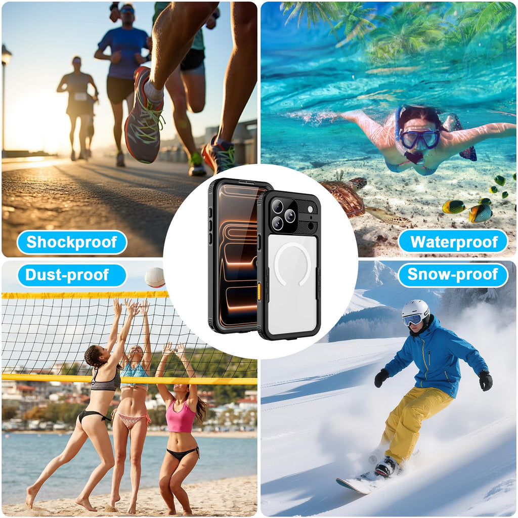iPhone 13 Pro Case, Waterproof & Shockproof Phone Case, Full Protection, IP68, 6.1 Inch, Black