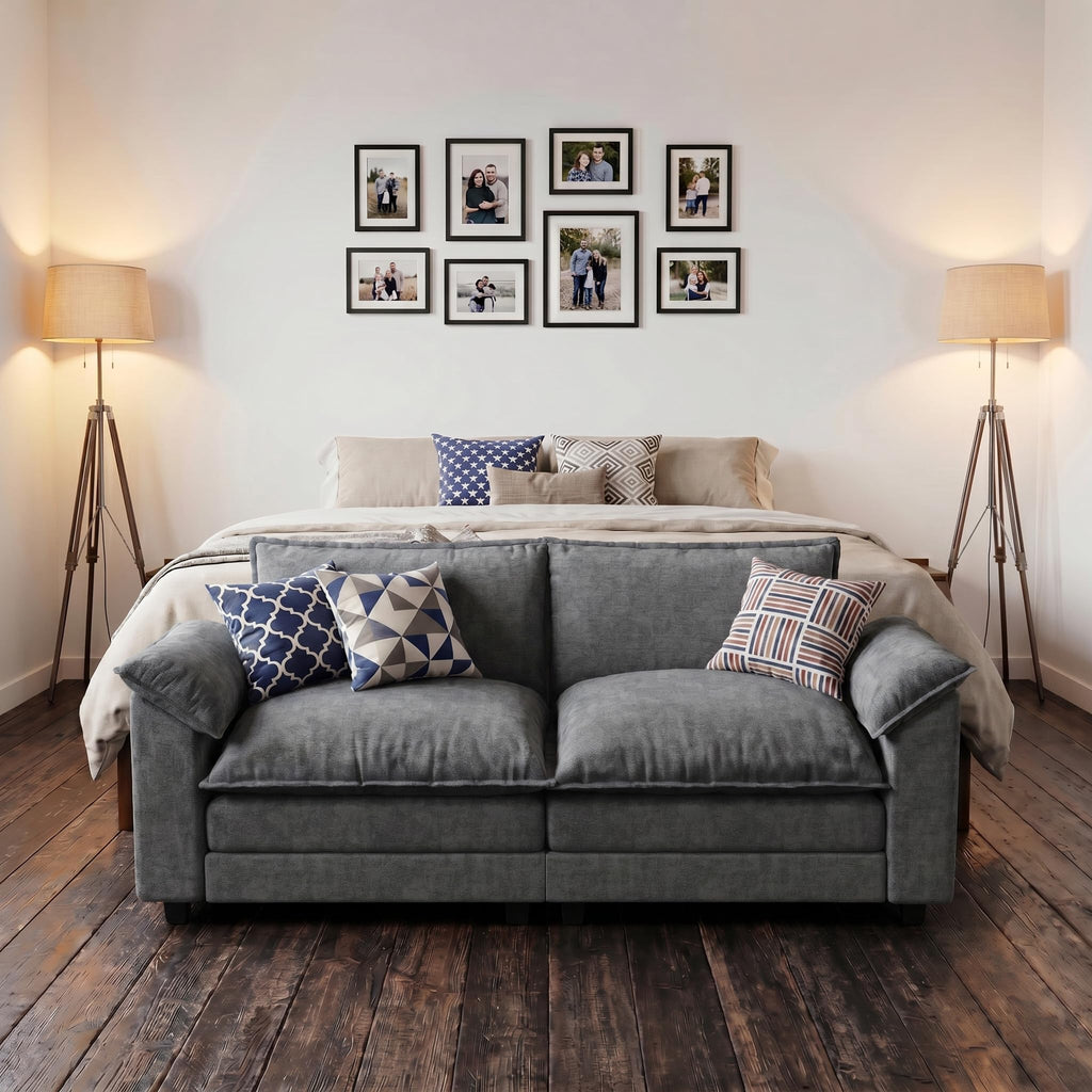 Homall 80" Modular Sectional Sofa, Loveseat Sofa Couch with Double-Layer Cushion, DIY Combination Chenille Deep 2-Seat Cloud Couch for Living Room, Apartment (Bright Grey, Loveseat Sofa)
