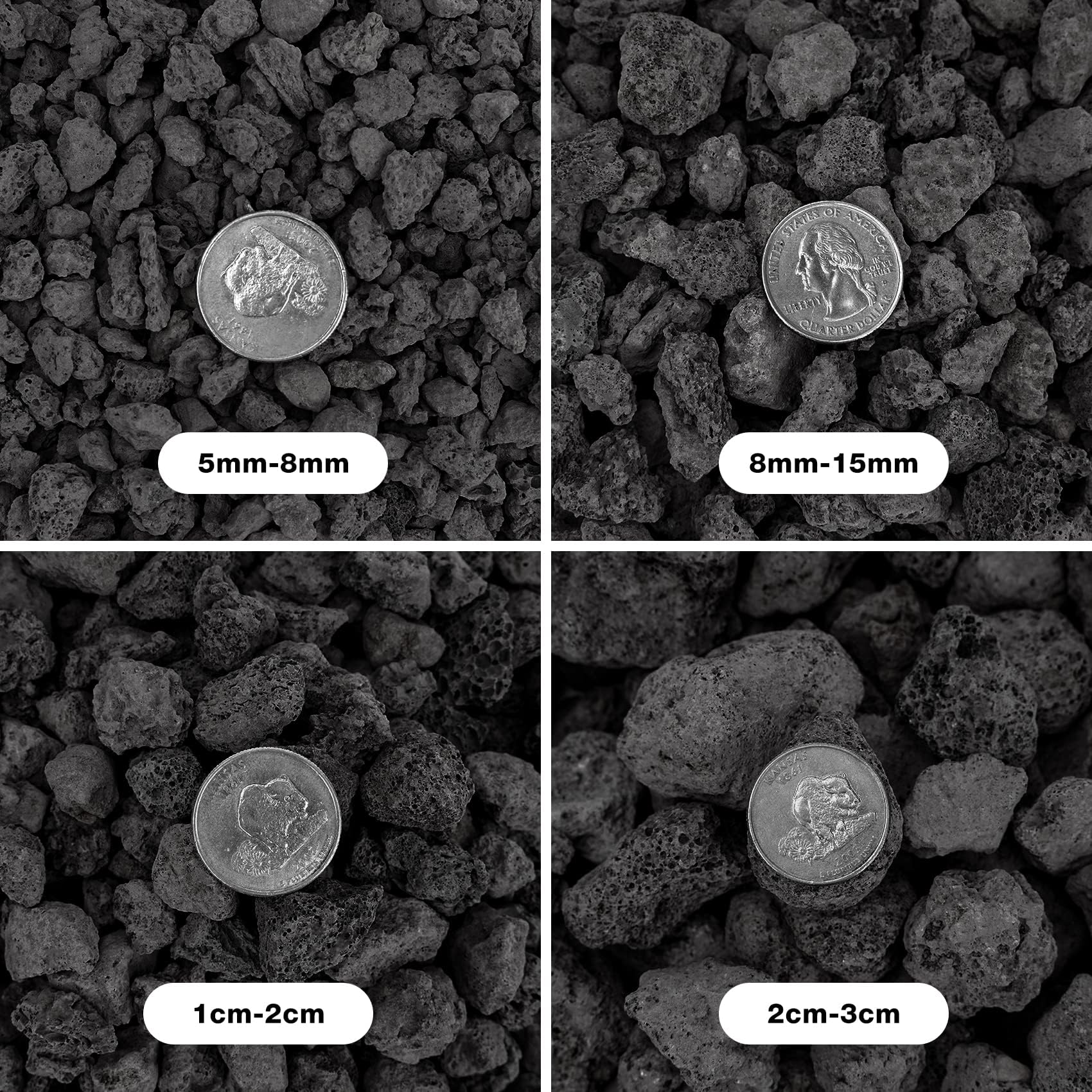 Mr. Fireglass 10 Pounds Black Natural Lava Rock for Indoor Outdoor Gas Fire Pits Fireplaces & Barbecue Grills | Volcanic Lava Stones for Decorating Garden Landscaping, Potted Plants, 0.2"-0.3"