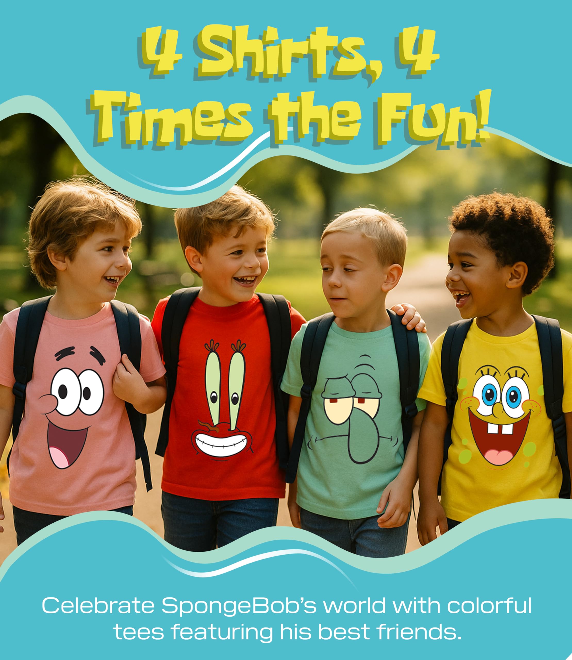 Spongebob Squarepants Graphic T-Shirt (Sets) Patrick Star Squidward Plankton Gary Outfit Tee Toddler/Birthday to Kids Clothes