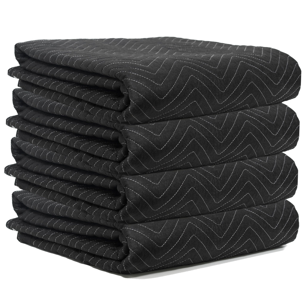 Moving Blankets 72"x80", (45 lb/dz Weight), Heavy Duty Moving Blanket, Deluxe Quality Padded Packing Blankets for Furniture Shipping and Storage, Black (1 Blanket)
