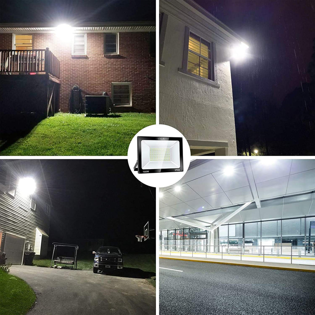 2 Pack 100W LED Flood Light Outdoor, 8000LM Super Bright Security Lights, 550W Equivalent, IP66 Waterproof, 3000K Warm White, Outside Floodlight for Garage, Garden, Lawn and Yard